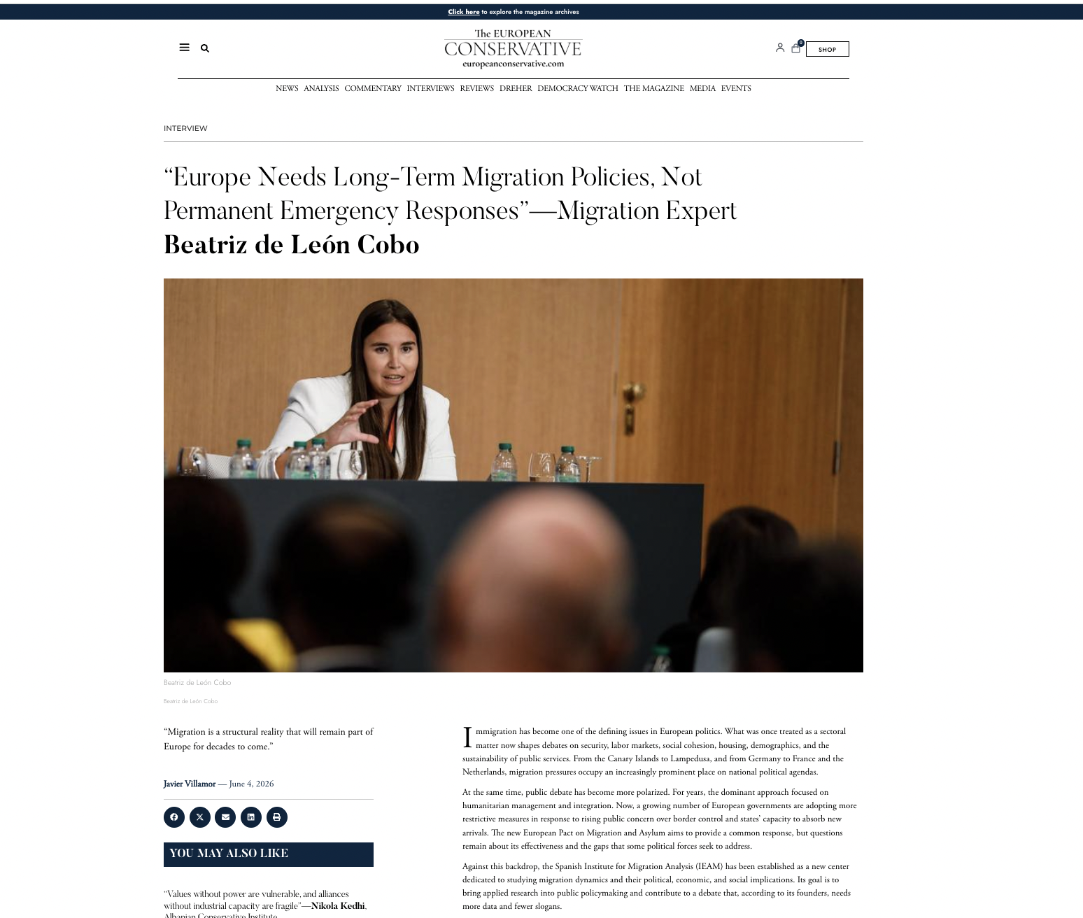 The European Conservative entrevista a Beatriz de León Cobo sobre migración, Sahel y políticas europeas